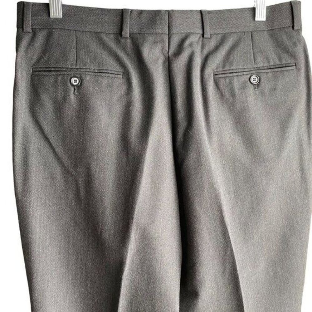 Bert Pulitzer Men's Wool Dress Pants Size 36 X 32 Gray Pleated Cuffed Vintage - Picture 9 of 11